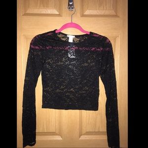 Bozzolo long sleeve lace crop top🖤